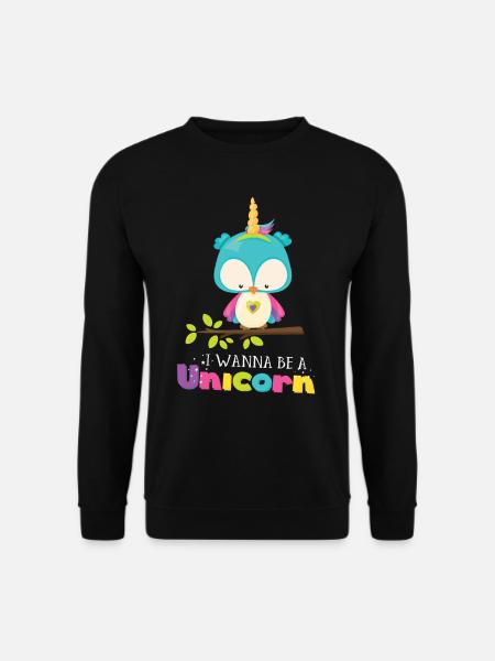 Einhorn Eule - Unisex Pullover - Schwarz