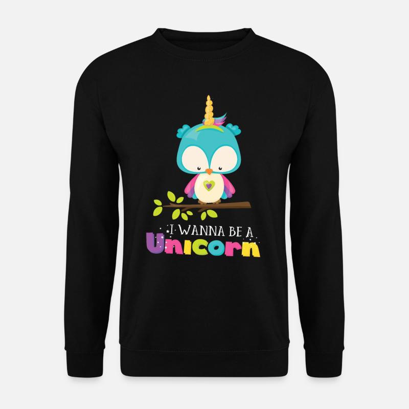 Einhorn Eule - Unisex Pullover - Schwarz