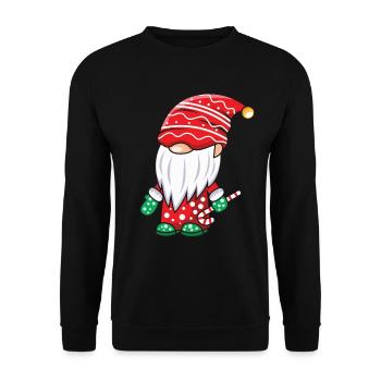 Gnome with candy cane - Unisex Sweatshirt - black - Front - Alina (178cm) & Michal (187cm)