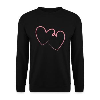 Double Cœur En Rose - Sweat-shirt Unisexe - noir - Devant - Alina (178cm) & Michal (187cm)