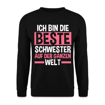 Beste Schwester - Unisex Pullover - Schwarz - Vorne - Alina (178cm) & Michal (187cm)
