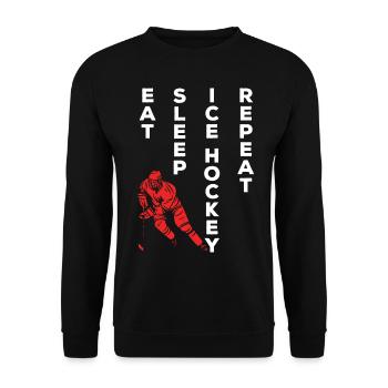 Eishockey Eat Sleep Ice Hockey Repeat I Ice Hockey - Unisex Pullover - Schwarz - Vorne - Alina (178cm) & Michal (187cm)