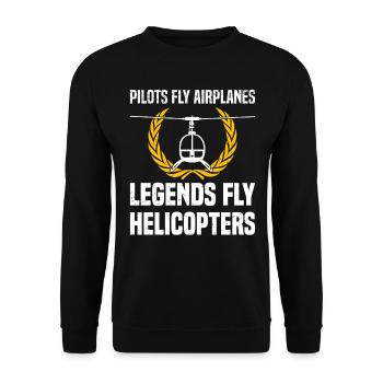 Pilot Hubschrauber Helikopter Spruch Hobbypilot - Unisex Pullover - Schwarz - Vorne - Alina (178cm) & Michal (187cm)
