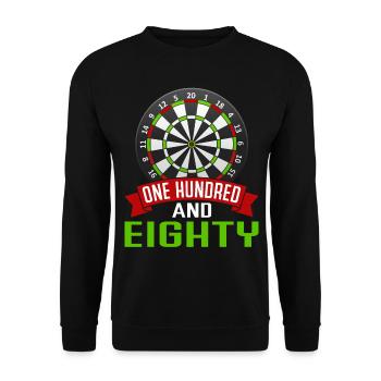 One Hundred And Eighty 180 Dart Dartspieler - Unisex Pullover - Schwarz - Vorne - Alina (178cm) & Michal (187cm)