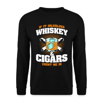 Whisky & Cigares Cigares Amateurs de Whisky - Sweat-shirt Unisexe - noir - Devant - Alina (178cm) & Michal (187cm)