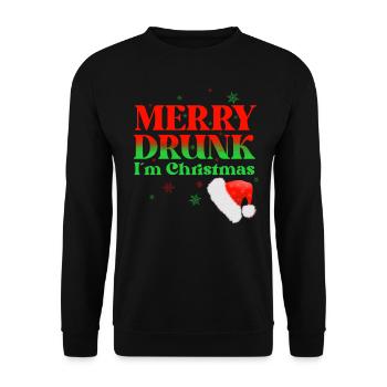 Joyeux ivrogne Je suis Noël Drôle à boire ou - Sweat-shirt Unisexe - noir - Devant - Alina (178cm) & Michal (187cm)