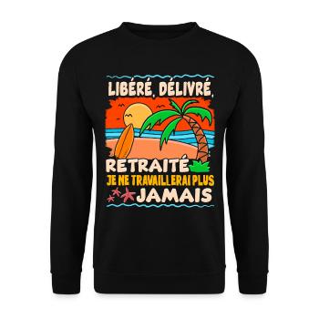 Humour Retraite Homme Retraité Femme Pension - Sweat-shirt Unisexe - noir - Devant - Alina (178cm) & Michal (187cm)