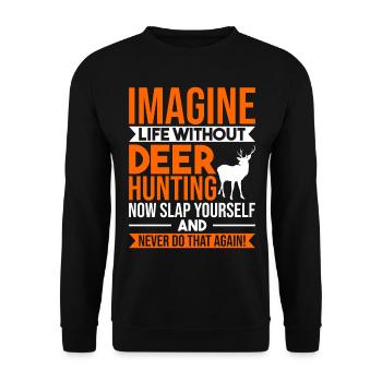 Jäger Rotwild Hirsche Jagen Geschenk - Unisex Pullover - Schwarz - Vorne - Alina (178cm) & Michal (187cm)