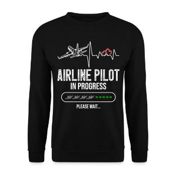 Airline Pilot In Progress Heartbeat Future Pilot - Unisex Pullover - Schwarz - Vorne - Alina (178cm) & Michal (187cm)