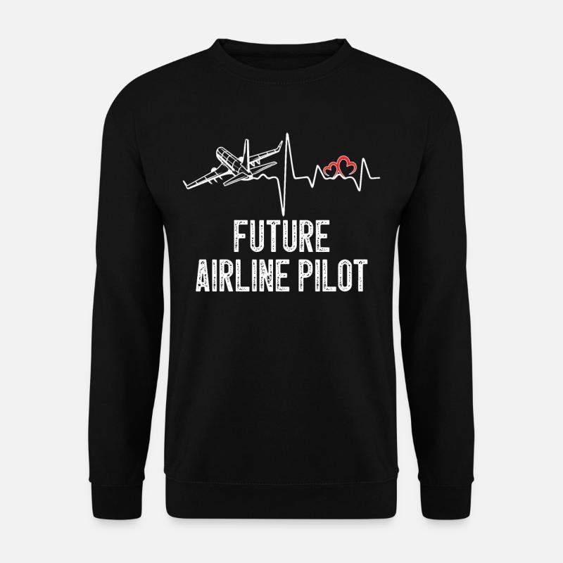 Future Airline Pilot Heartbeat Airplane - Unisex Sweatshirt - black