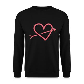 Pink Heart with Arrow - Unisex Sweatshirt - black - Front - Alina (178cm) & Michal (187cm)