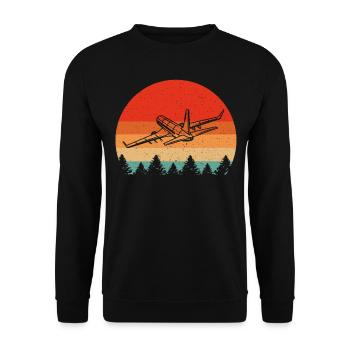 Retro Airplane for Airplane Airline Pilot - Unisex Pullover - Schwarz - Vorne - Alina (178cm) & Michal (187cm)