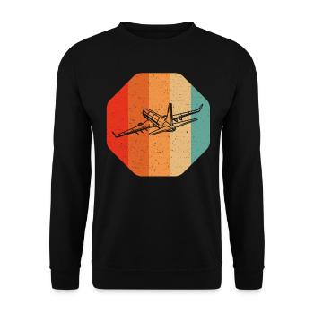 Retro Airplane for Airplane Airline Pilot - Unisex Pullover - Schwarz - Vorne - Alina (178cm) & Michal (187cm)