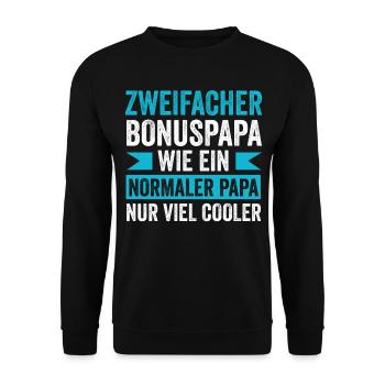 Zweifacher Bonuspapa - Unisex Pullover - Schwarz - Vorne - Alina (178cm) & Michal (187cm)