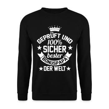 Bester Bonuspapa der Welt - Unisex Pullover - Schwarz - Vorne - Alina (178cm) & Michal (187cm)
