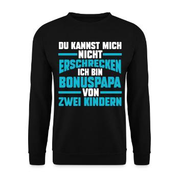 Bonuspapa von drei Kindern - Unisex Pullover - Schwarz - Vorne - Alina (178cm) & Michal (187cm)