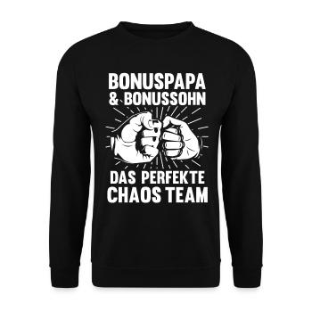 Bonuspapa Bonzssohn - Unisex Pullover - Schwarz - Vorne - Alina (178cm) & Michal (187cm)