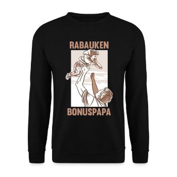 Rabauken Bonuspapa - Unisex Pullover - Schwarz - Vorne - Alina (178cm) & Michal (187cm)