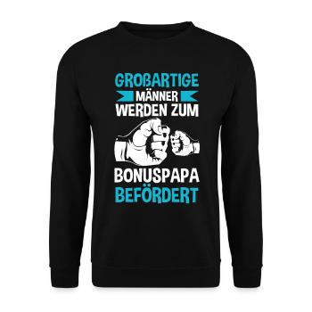 Großartiger Bonuspapa - Unisex Pullover - Schwarz - Vorne - Alina (178cm) & Michal (187cm)