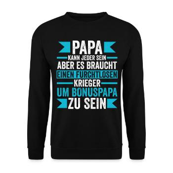 Bonuspapa Stiefpapa Stiefvater - Unisex Pullover - Schwarz - Vorne - Alina (178cm) & Michal (187cm)