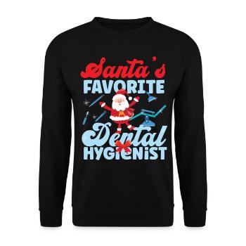 Dental Hygienist Christmas Santa - Unisex Pullover - Schwarz - Vorne - Alina (178cm) & Michal (187cm)