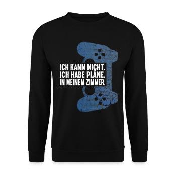 Gamer Zocker Zocken Videospiele Jungen Teenager - Unisex Pullover - Schwarz - Vorne - Alina (178cm) & Michal (187cm)