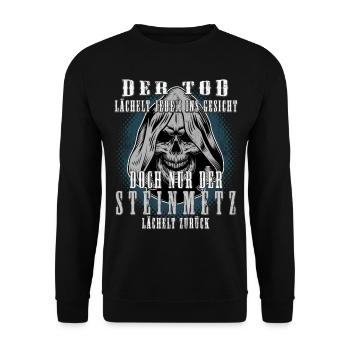 Steinmetz Shirt bedruckt in top Markenqualität - Unisex Pullover - Schwarz - Vorne - Alina (178cm) & Michal (187cm)