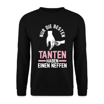 Nur die besten Tanten haben einen Neffen - Unisex Pullover - Schwarz - Vorne - Alina (178cm) & Michal (187cm)