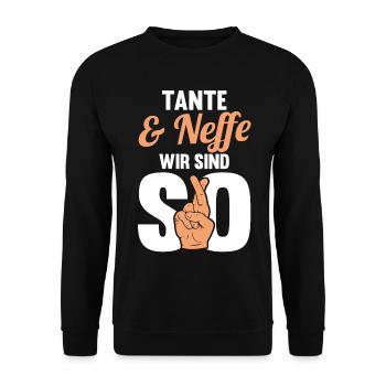 Tante und Neffe - Unisex Pullover - Schwarz - Vorne - Alina (178cm) & Michal (187cm)