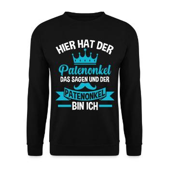 König Patenonkel - Unisex Pullover - Schwarz - Vorne - Alina (178cm) & Michal (187cm)
