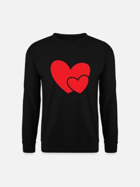 Idée cadeau Red Double Heart - Sweat-shirt Unisexe - noir