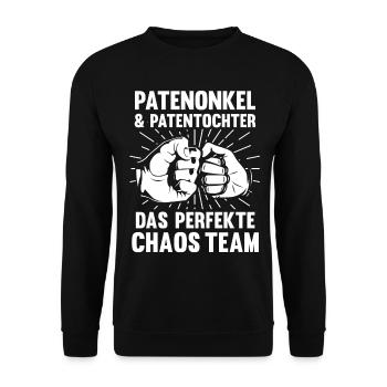 Patenonkel und Patentochter - Unisex Pullover - Schwarz - Vorne - Alina (178cm) & Michal (187cm)