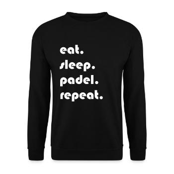 Padel Tennis - eat sleep padel repeat Design - Unisex Pullover - Schwarz - Vorne - Alina (178cm) & Michal (187cm)
