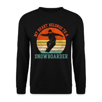Snowboarding Snowboard Vintage - Unisex Pullover - Schwarz - Vorne - Alina (178cm) & Michal (187cm)