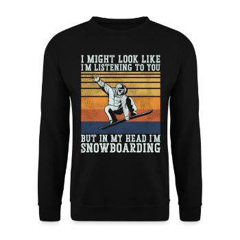 Snowboarding Snowboard Vintage - Unisex Pullover - Schwarz - Vorne - Alina (178cm) & Michal (187cm)