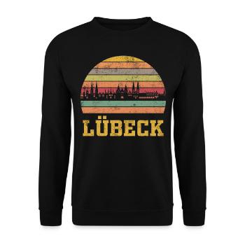 Lübeck Retro - Unisex Pullover - Schwarz - Vorne - Alina (178cm) & Michal (187cm)
