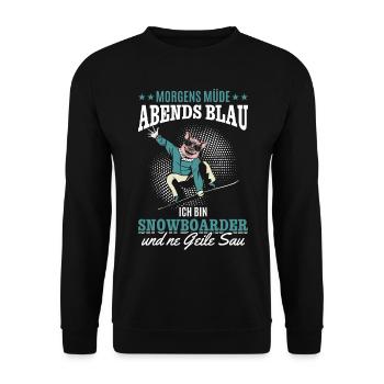 Snowboarding Freestyle Snowboarder Geile Sau - Unisex Pullover - Schwarz - Vorne - Alina (178cm) & Michal (187cm)