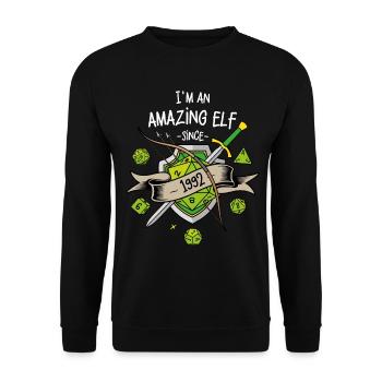 I'm an amazing elf since 1992 - Unisex Sweatshirt - black - Front - Alina (178cm) & Michal (187cm)