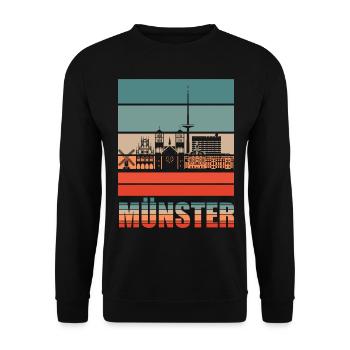 Münster Münster Stadt Skyline Geschenkidee - Unisex Pullover - Schwarz - Vorne - Alina (178cm) & Michal (187cm)