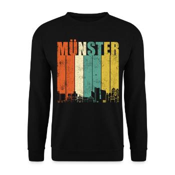 Münster | Retro Vintage Style - Unisex Pullover - Schwarz - Vorne - Alina (178cm) & Michal (187cm)
