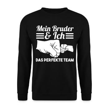Bruder und ich das perfekte Team - Unisex Pullover - Schwarz - Vorne - Alina (178cm) & Michal (187cm)