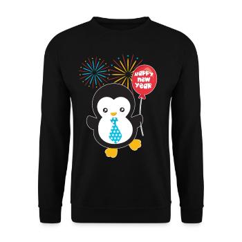 New Year's Eve Penguin - New Year's Eve Penguin - Unisex Sweatshirt - black - Front - Alina (178cm) & Michal (187cm)