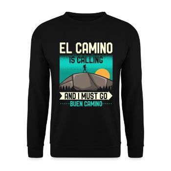 El Camino Is Calling And I Must Go Buen Camino - Unisex Pullover - Schwarz - Vorne - Alina (178cm) & Michal (187cm)