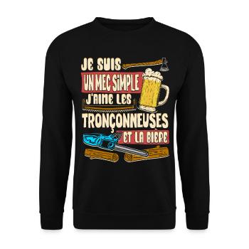 Bûcheron Homme Bucheronnage Humour Bière Bûcheron - Sweat-shirt Unisexe - noir - Devant - Alina (178cm) & Michal (187cm)