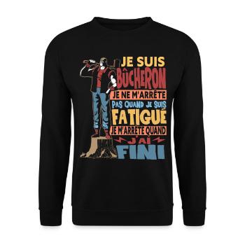 Bûcheron Homme Bucheronnage Humour Bûcheron - Sweat-shirt Unisexe - noir - Devant - Alina (178cm) & Michal (187cm)