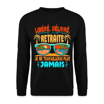 Humour Retraite Retraité Pension Pensionné Adieu - Sweat-shirt Unisexe - noir - Devant - Alina (178cm) & Michal (187cm)