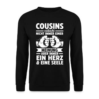 Cousins Cousin - Unisex Pullover - Schwarz - Vorne - Alina (178cm) & Michal (187cm)
