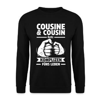Cousin und Cousine - Unisex Pullover - Schwarz - Vorne - Alina (178cm) & Michal (187cm)