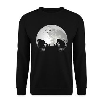 Joueur d’échecs Cat Squirrel Moon - Sweat-shirt Unisexe - noir - Devant - Alina (178cm) & Michal (187cm)