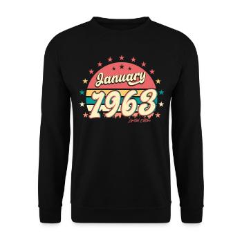 1963 En janvier Millésime - Sweat-shirt Unisexe - noir - Devant - Alina (178cm) & Michal (187cm)